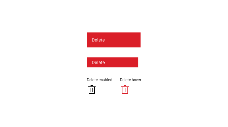 Example of delete options in context without warnings for low impact delete actions